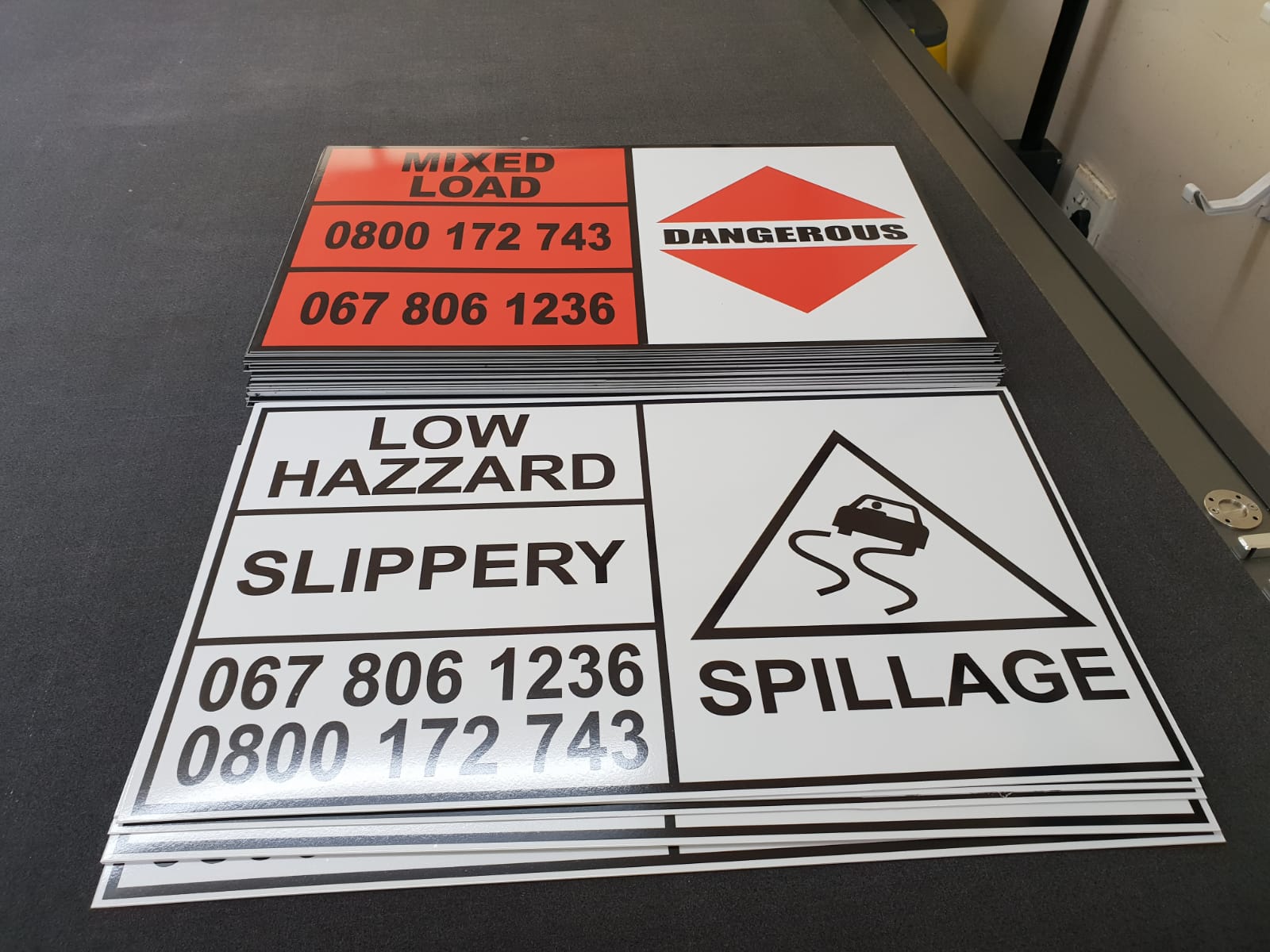 Digitally printed vinyl hazard ABs boards